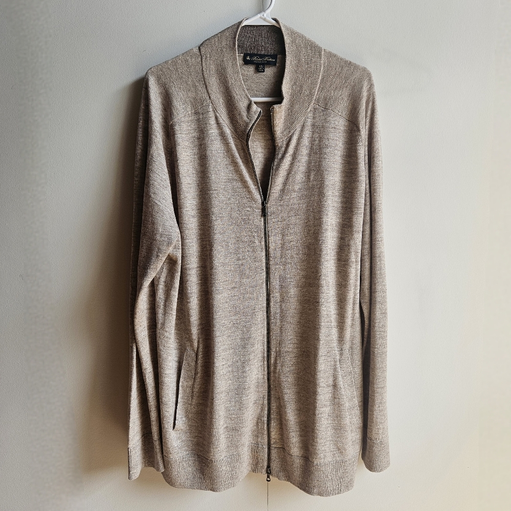 Brooks Brothers Italian Yarn Zip-Up Cardigan Sweater in Men's XXL